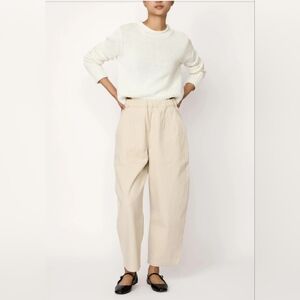 Relaxed High-Rise Wide-Leg Pants in Cream